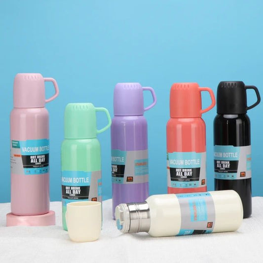 Vacuum Flask Bottle with 3 Cups and Gift Box