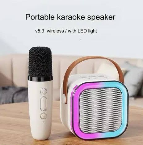RGB Rechargeable Karaoke Speaker Lamp with Mic – 3-in-1 Bluetooth Speaker, LED Light & Mic