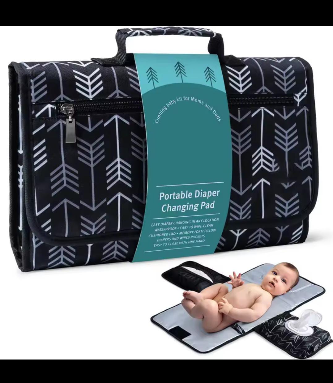 Portable Baby Changing Pad – One-Hand Use Diaper Mat for Strollers & Nappy Bags