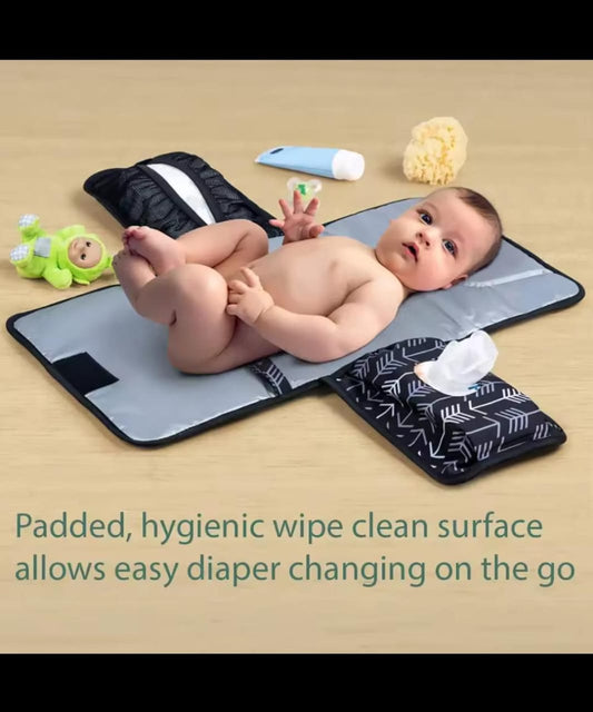 Portable Baby Changing Pad – One-Hand Use Diaper Mat for Strollers & Nappy Bags