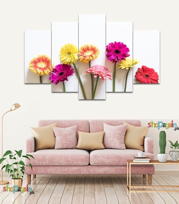 Gerbera Flowers 5-Piece HD Printed Wall Frame