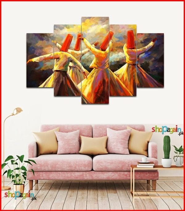 Sufi Whirling Dervish 5-Piece HD Printed Wall Frame