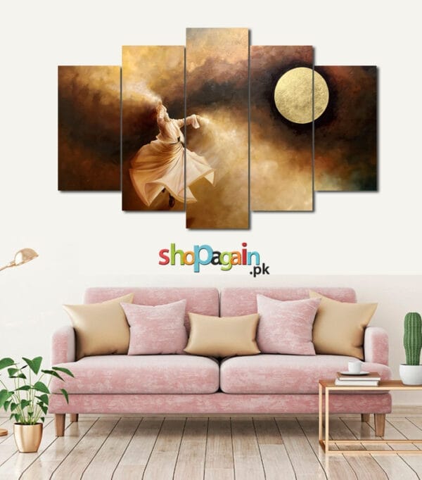 Sufi Whirling Dervish 5-Piece HD Printed Wall Frame