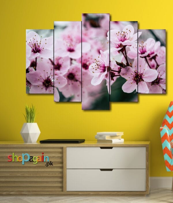 Cherry Blossom 5-Piece HD Printed Wall Frame