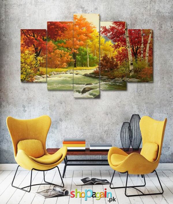 River Painting 5-Piece HD Printed Wall Frame