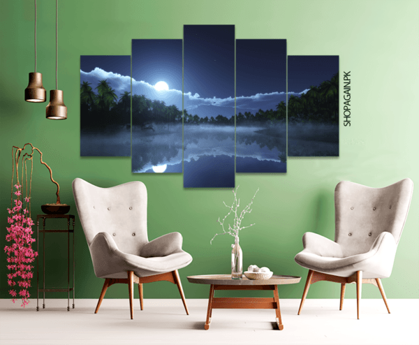 Moon Night 5-Piece HD Printed Wall Frame