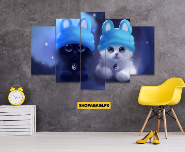 Cute Animated Kittens 5-Piece HD Printed Wall Frame