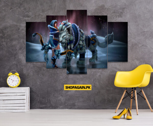 Mirana Lion Warrior 5-Piece HD Printed Wall Frame