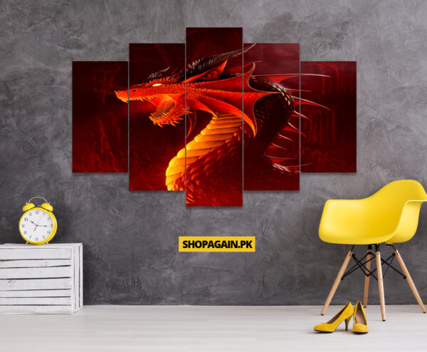 Red Dragon 5-Piece HD Printed Wall Frame