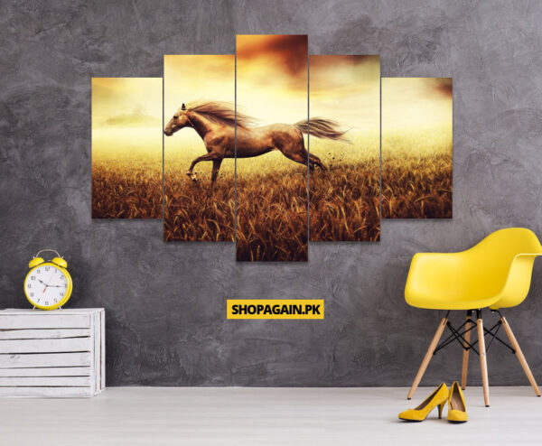 Golden Horse 5-Piece HD Printed Wall Frame