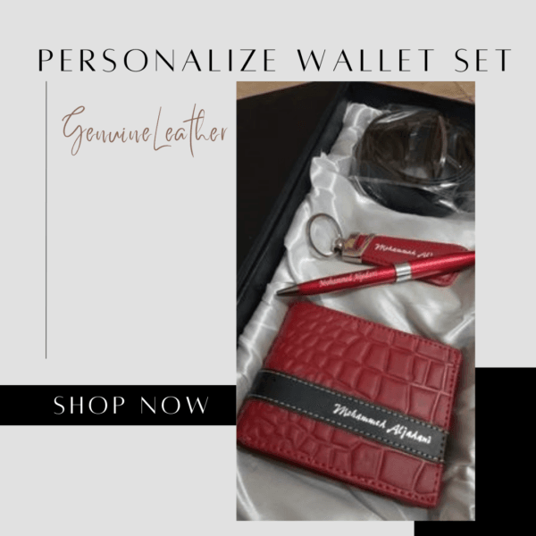 Customizable Leather Wallet set Chrocodile (Red and Black)