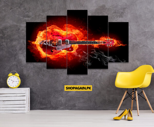 Fire,Guitar 5-Piece HD Printed Wall Frame