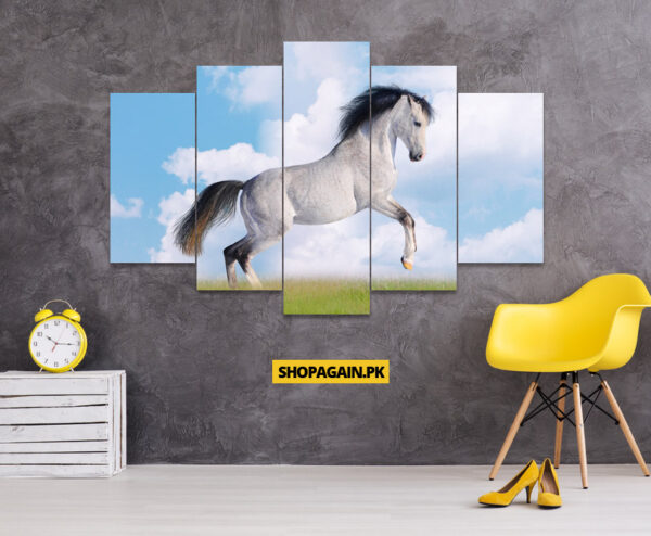 Horse Playing 5-Piece HD Printed Wall Frame