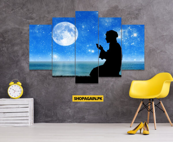 Man Water Moon Starry Sky Wall 5-Piece HD Printed Wall Frame