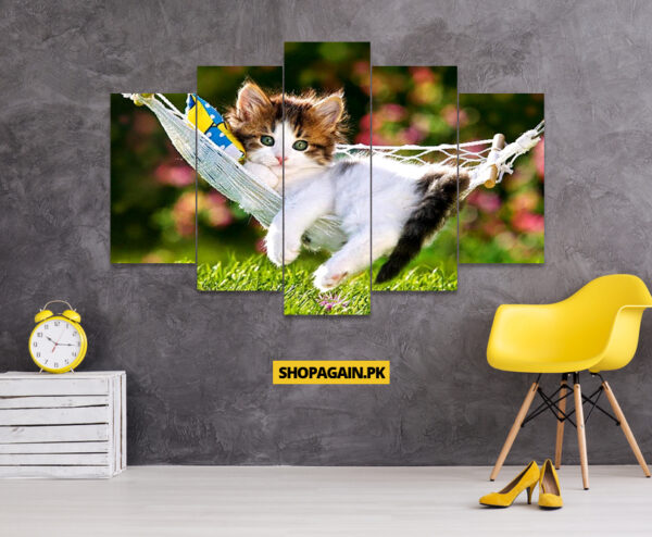 Lazy Kitten 5-Piece HD Printed Wall Frame