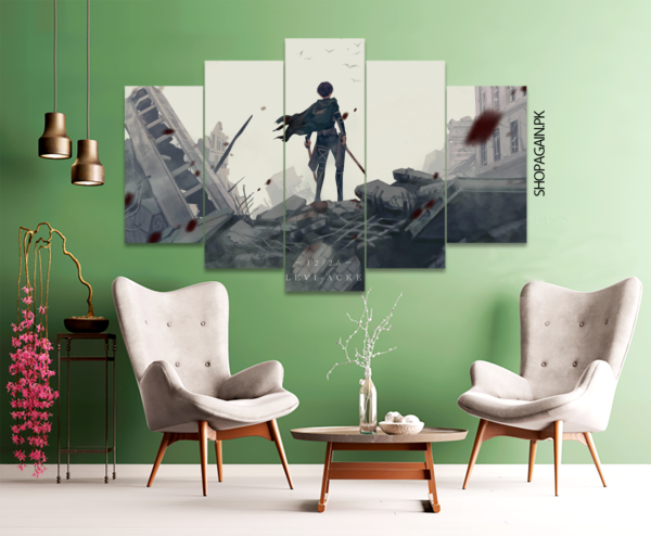 Levi Ackerman 5-Piece HD Printed Wall Frame