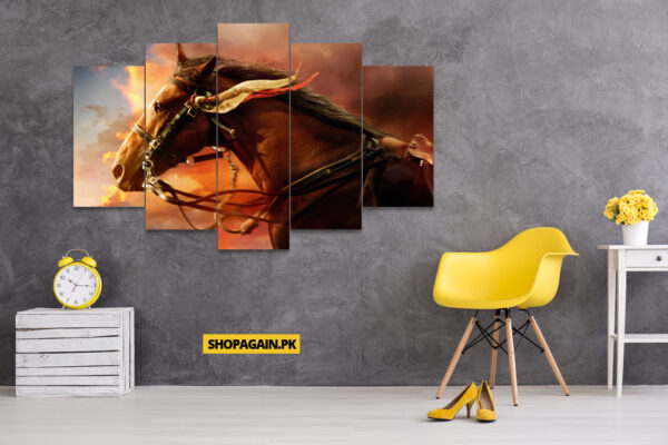 Racing Horse 5-Piece HD Printed Wall Frame