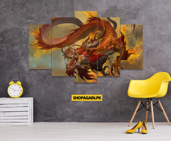 Red Dragon 5-Piece HD Printed Wall Frame