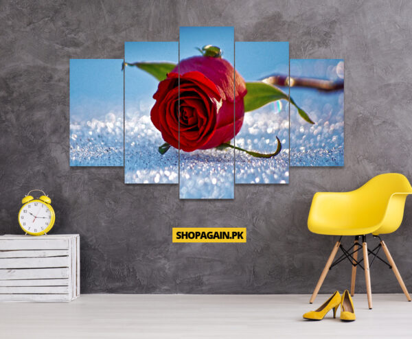 Red Rose 5-Piece HD Printed Wall Frame