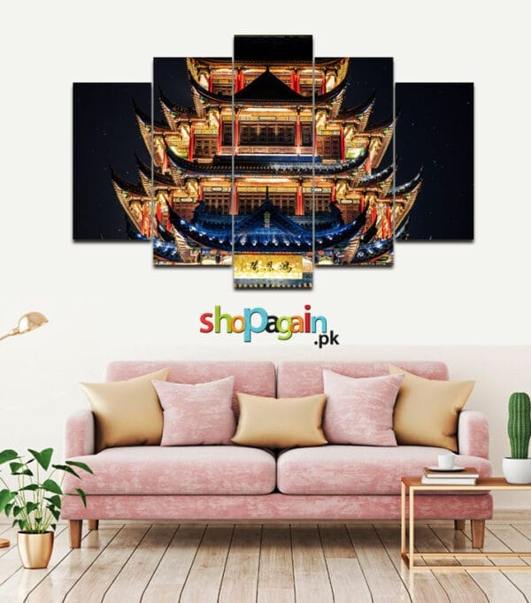 A Chinese Pagoda 5-Piece HD Printed Wall Frame