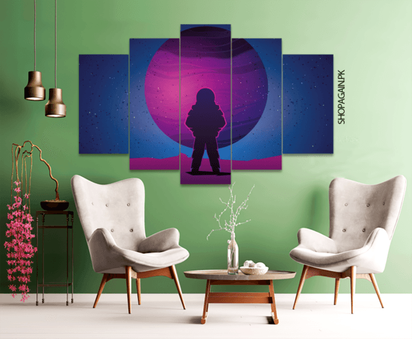 Sci-Fi Astronaut On Alien Planet Minimalist 5-Piece HD Printed Wall Frame