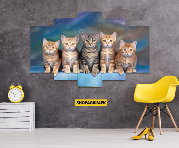 Sibling Kittens 5-Piece HD Printed Wall Frame