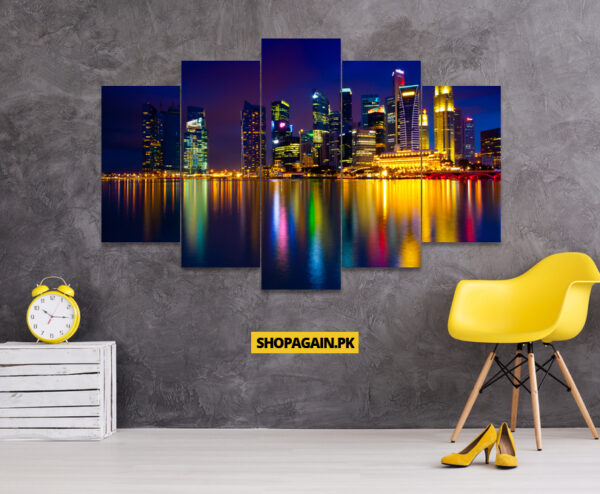 Singapore Colorful Cityscape 5-Piece HD Printed Wall Frame