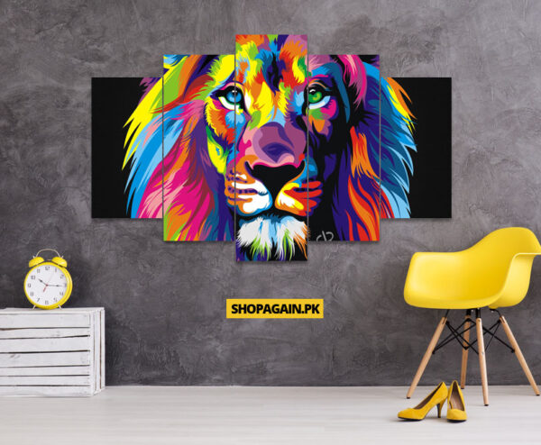 Artistic Lion 5-Piece HD Printed Wall Frame