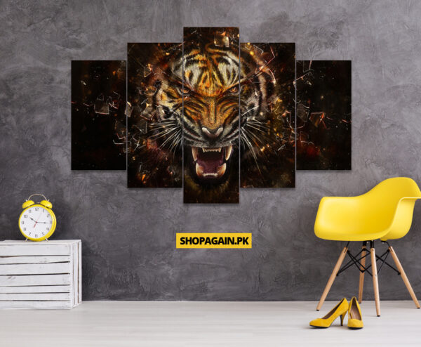 Artistic Tiger 5-Piece HD Printed Wall Frame