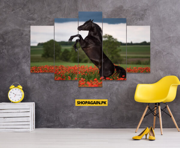 Horse Playing In A Field 5-Piece HD Printed Wall Frame