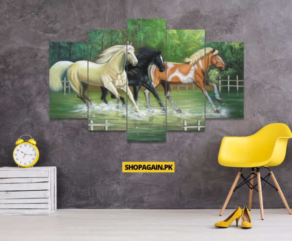 Horses Painting 5-Piece HD Printed Wall Frame