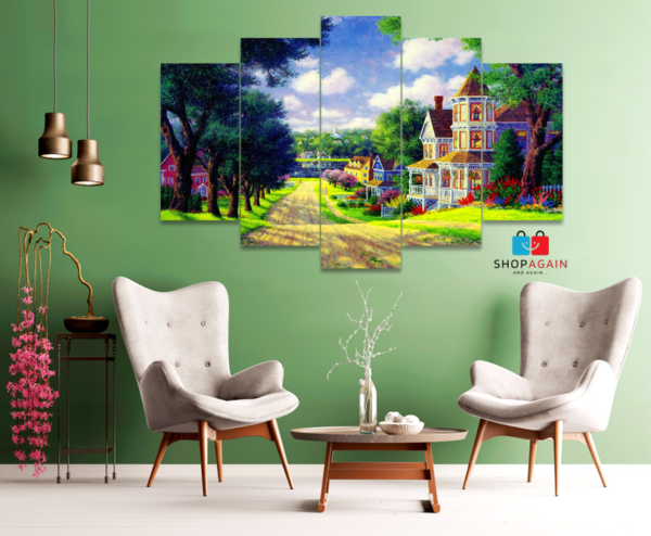 House In Forest 5-Piece HD Printed Wall Frame