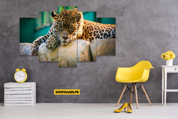 Leopard 5-Piece HD Printed Wall Frame