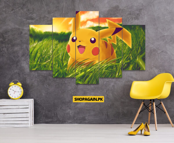 Cute Pikachu Pokemon 5-Piece HD Printed Wall Frame