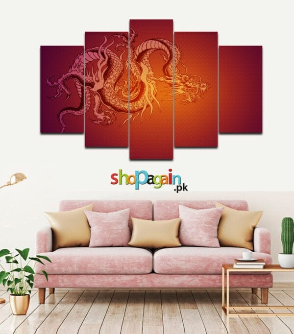 Dragon Fire Wall Art 5-Piece HD Printed Wall Frame