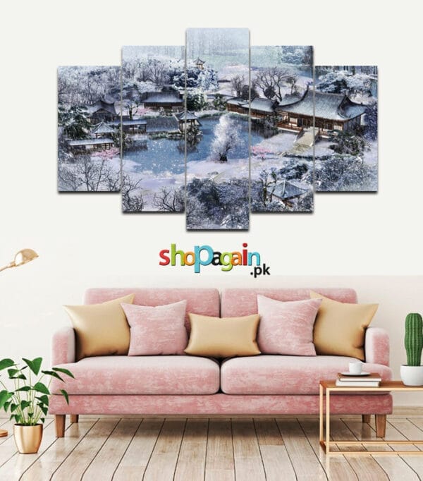 Japanese Village In Winter5-Piece HD Printed Wall Frame