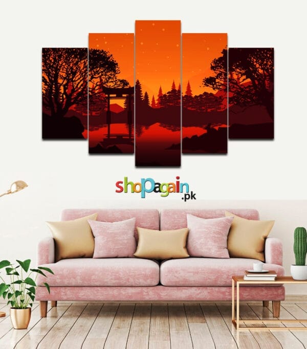 Lone Lake Sunset 5-Piece HD Printed Wall Frame